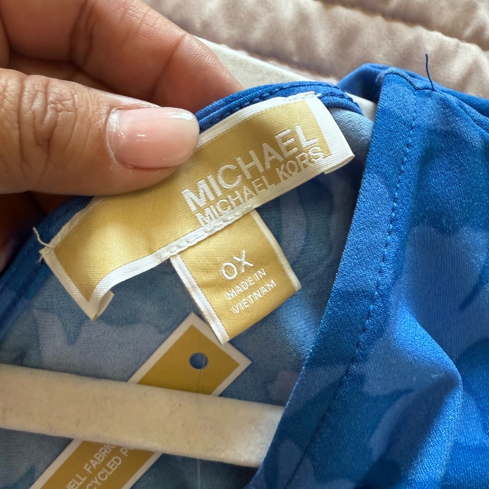 Michael Kors Floral Blue Midi Dress 0X-NWT - Picture 8 of 8